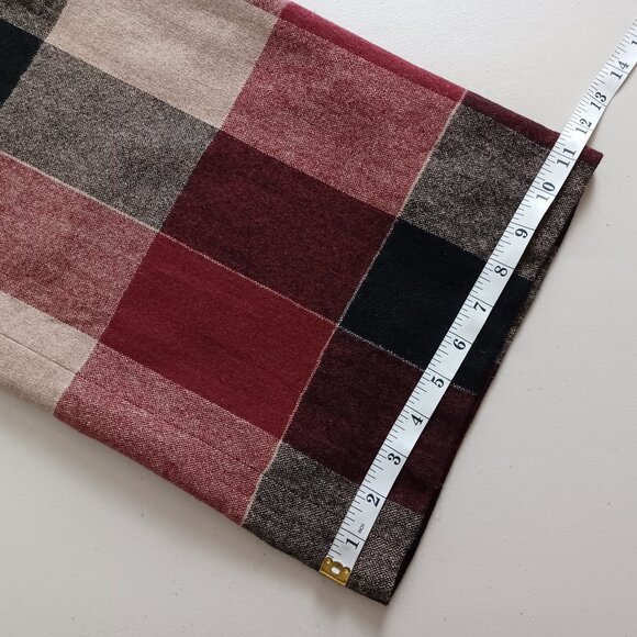 Yihua Burgundy Plaid Wool Blend Wide Leg Vintage Trousers - Picture 14 of 16